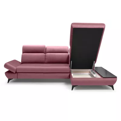 Rohová rozkládací sedací souprava SARNIA - růžová, pravý roh