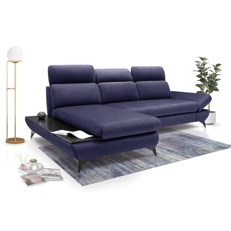 Rohová rozkládací sedací souprava SARNIA - námořnická modrá, levý roh