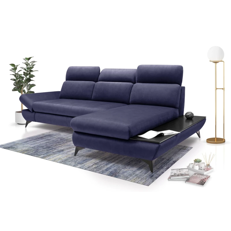 Rohová rozkládací sedací souprava SARNIA - námořnická modrá, pravý roh