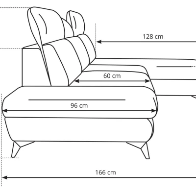Rohová rozkládací sedací souprava SARNIA - námořnická modrá, pravý roh