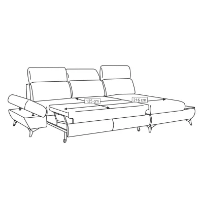 Rohová rozkládací sedací souprava SARNIA - šedá 1, levý roh