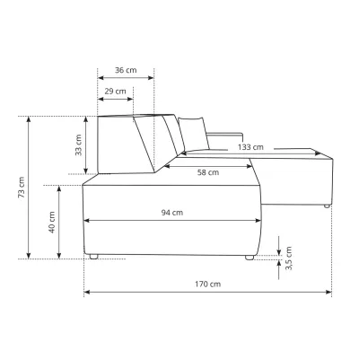 Rohová sedačka s úložným prostorem WINDSOR 1 - myší šedá, levý roh