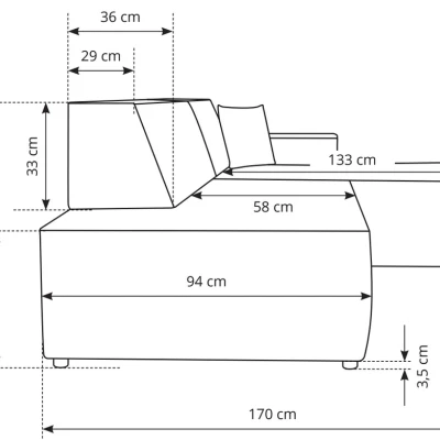 Rohová sedačka s úložným prostorem WINDSOR 1 - popelavá, pravý roh
