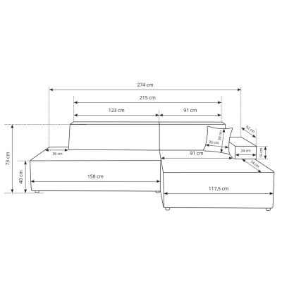 Rohová sedačka s úložným prostorem WINDSOR 1 - tmavá popelavá, levý roh
