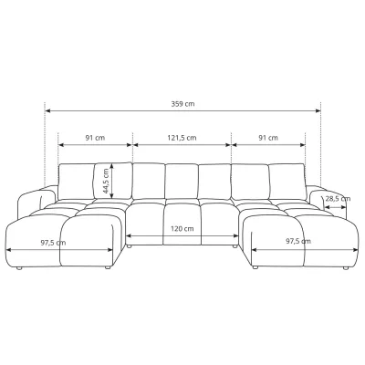 Rozkládací sedací souprava do U TRURO 2 - světlá béžová