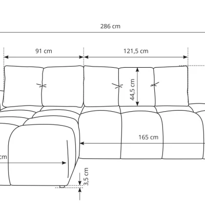 Rozkládací sedačka s úložným prostorem TRURO 1 - šedá 2, pravý roh