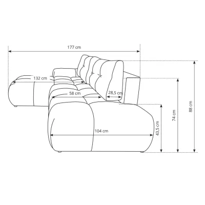 Rozkládací sedačka s úložným prostorem TRURO 1 - světlá šedá, pravý roh