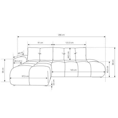 Rozkládací sedačka s úložným prostorem TRURO 1 - stříbrná, pravý roh