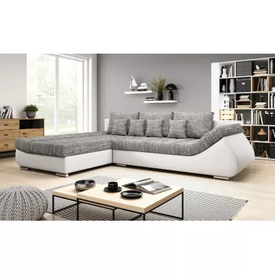 Designová rozkládací sedačka ORINA - bílá / šedá, levý roh