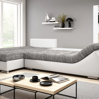 Designová rozkládací sedačka ORINA - bílá / šedá, levý roh