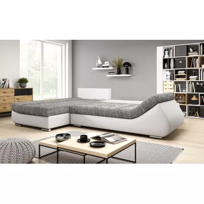 Designová rozkládací sedačka ORINA - bílá / šedá, levý roh