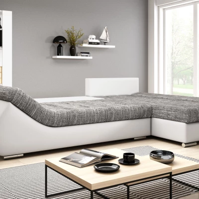Designová rozkládací sedačka ORINA - bílá / šedá, pravý roh