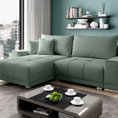 Sedací souprava s úložným prostorem VELIKA - šedozelená