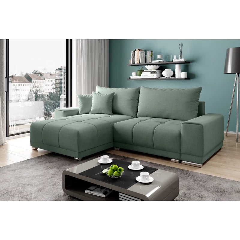 Sedací souprava s úložným prostorem VELIKA - šedozelená