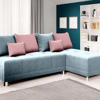 Rohová rozkládací sedačka LAVINIA - modrá / růžová