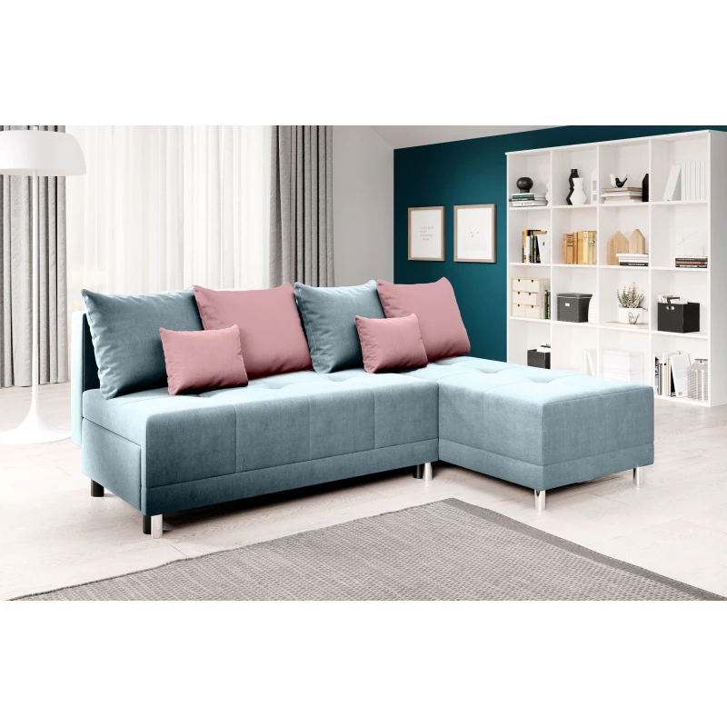 Rohová rozkládací sedačka LAVINIA - modrá / růžová