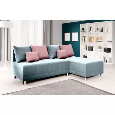 Rohová rozkládací sedačka LAVINIA - modrá / růžová