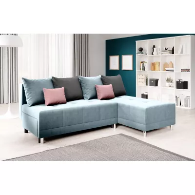 Rohová rozkládací sedačka LAVINIA - modrá / růžová / šedá