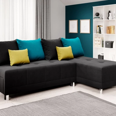 Rohová rozkládací sedačka LAVINIA - černá / modrá / žlutá