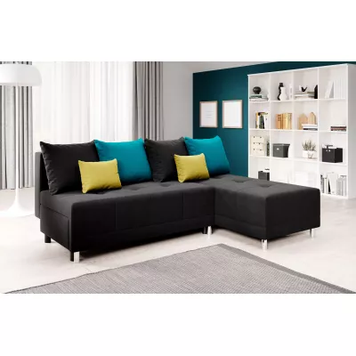 Rohová rozkládací sedačka LAVINIA - černá / modrá / žlutá