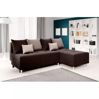 Rohová rozkládací sedačka LAVINIA - hnědá / světle hnědá / béžová