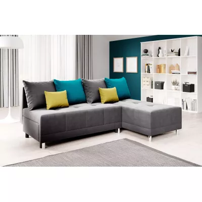 Rohová rozkládací sedačka LAVINIA - šedá / modrá / žlutá