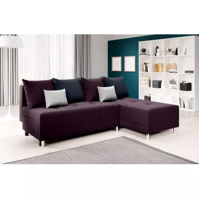 Rohová rozkládací sedačka LAVINIA - fialová / tmavě modrá / šedá