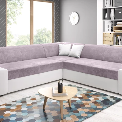 Rozkládací sedací souprava VALTRUDA MAXI - bílá / fialová