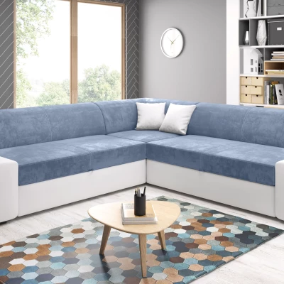 Rozkládací sedací souprava VALTRUDA MAXI - bílá / světle modrá