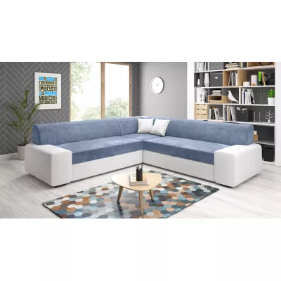 Rozkládací sedací souprava VALTRUDA MAXI - bílá / světle modrá