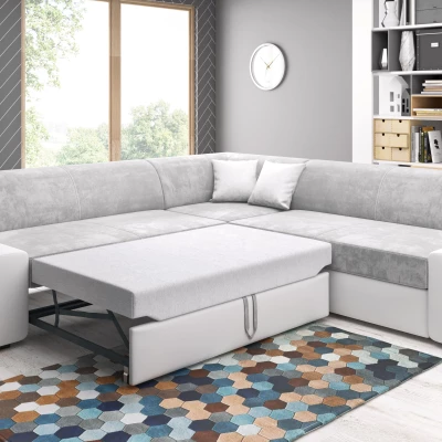 Rozkládací sedací souprava VALTRUDA MAXI - bílá / světle šedá