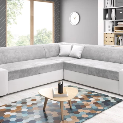 Rozkládací sedací souprava VALTRUDA MAXI - bílá / světle šedá