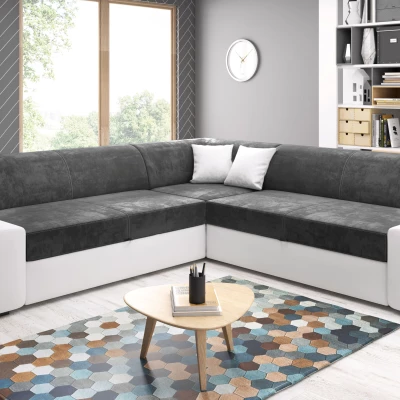 Rozkládací sedací souprava VALTRUDA MAXI - bílá / šedá