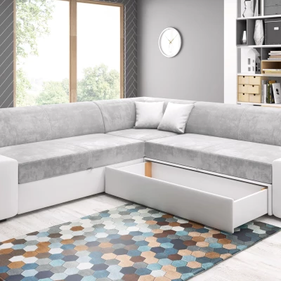 Rozkládací sedací souprava VALTRUDA MAXI - bílá / šedá