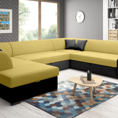 Sedací souprava do U VALTRUDA - černá / žlutá