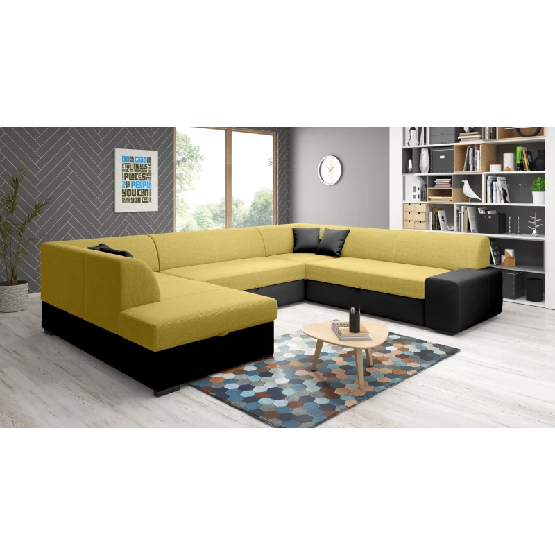 Sedací souprava do U VALTRUDA - černá / žlutá