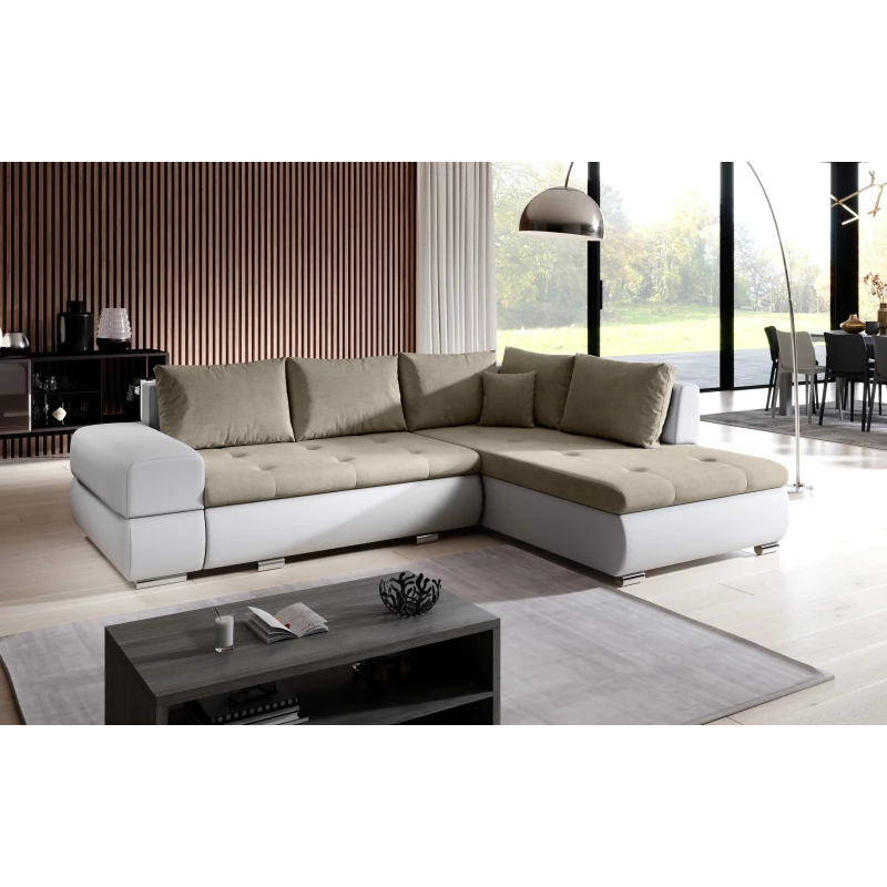 Rozkládací sedací souprava KLAVDIA - bílá / béžová