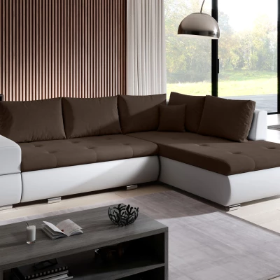 Rozkládací sedací souprava KLAVDIA - bílá / hnědá