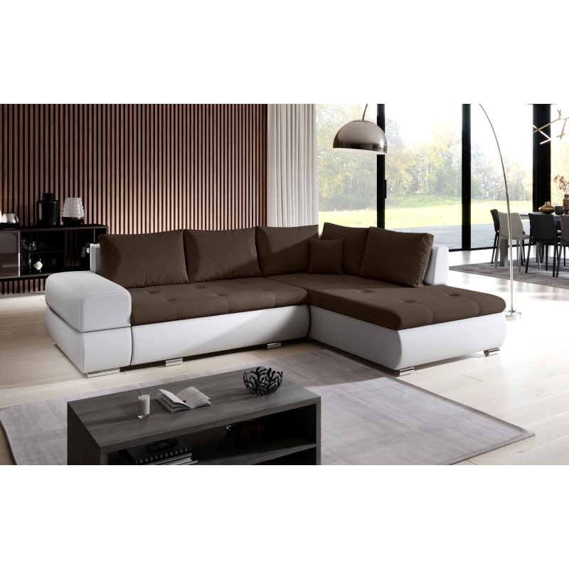 Rozkládací sedací souprava KLAVDIA - bílá / hnědá