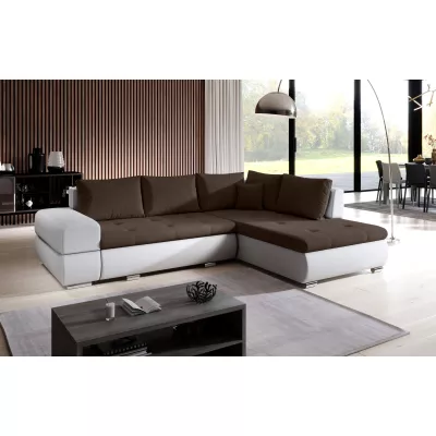 Rozkládací sedací souprava KLAVDIA - bílá / hnědá