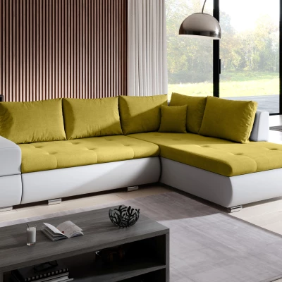 Rozkládací sedací souprava KLAVDIA - bílá / žlutá