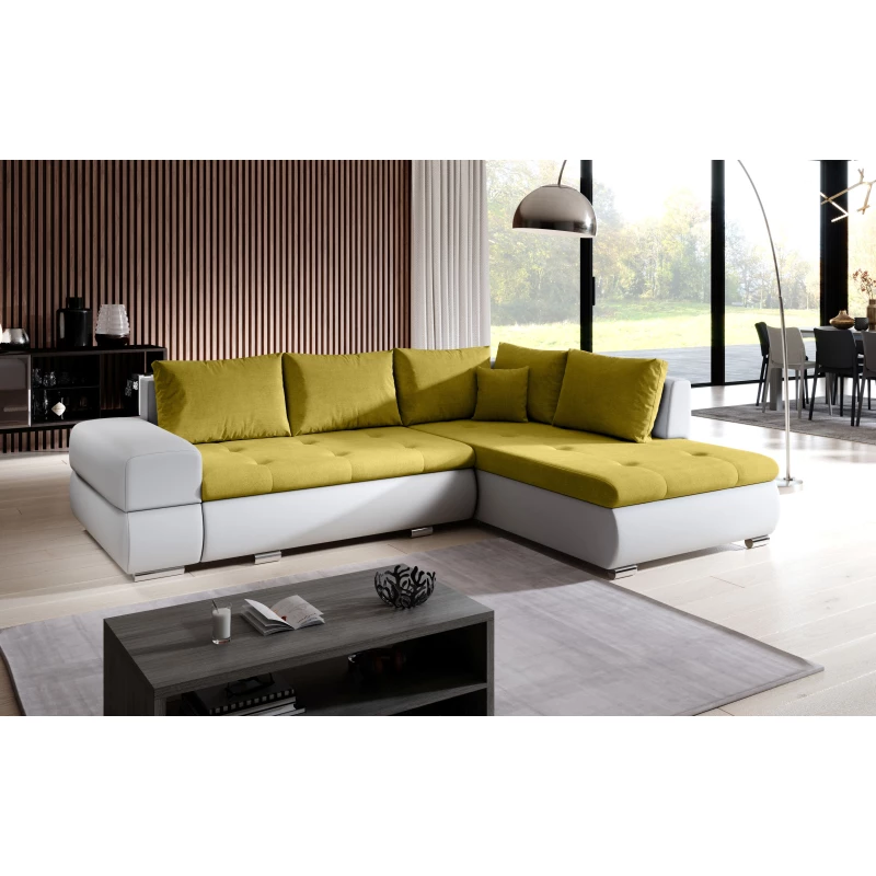 Rozkládací sedací souprava KLAVDIA - bílá / žlutá