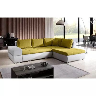 Rozkládací sedací souprava KLAVDIA - bílá / žlutá