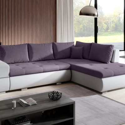 Rozkládací sedací souprava KLAVDIA - bílá / fialová