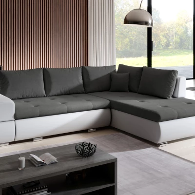 Rozkládací sedací souprava KLAVDIA - bílá / tmavě šedá