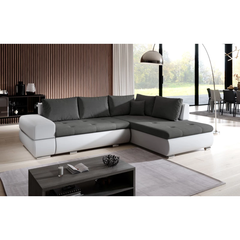 Rozkládací sedací souprava KLAVDIA - bílá / tmavě šedá