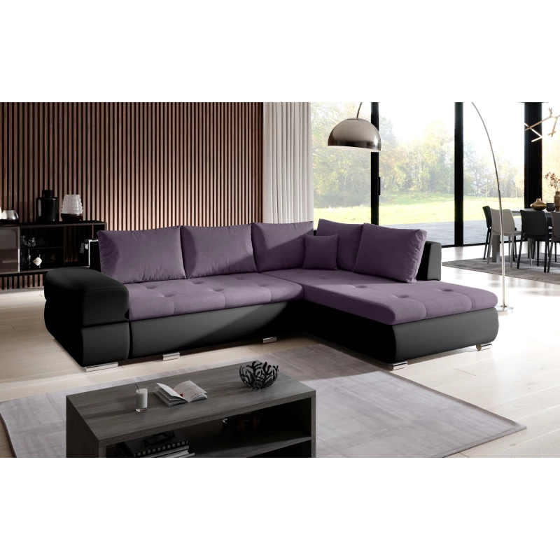 Rozkládací sedací souprava KLAVDIA - černá / fialová