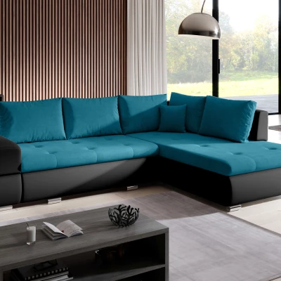 Rozkládací sedací souprava KLAVDIA - černá / modrá