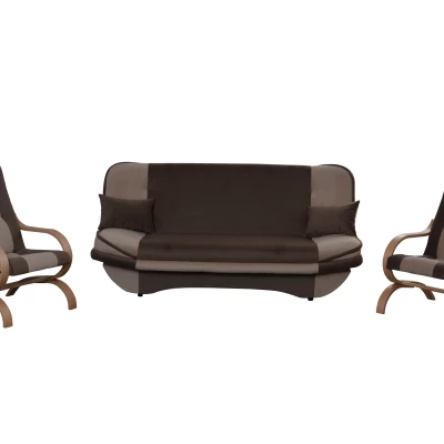 Sedací sestava INGRIDA - hnědá / světle hnědá / buk