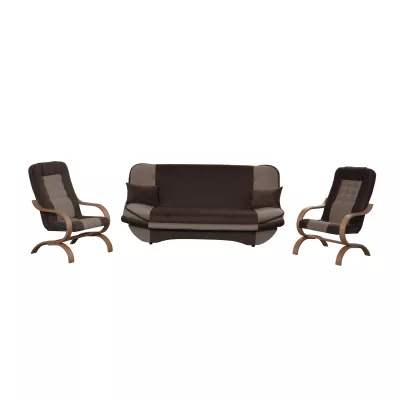 Sedací sestava INGRIDA - hnědá / světle hnědá / buk